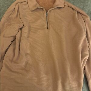 American Eagle Cozy Brown Quarter-Zip Pullover